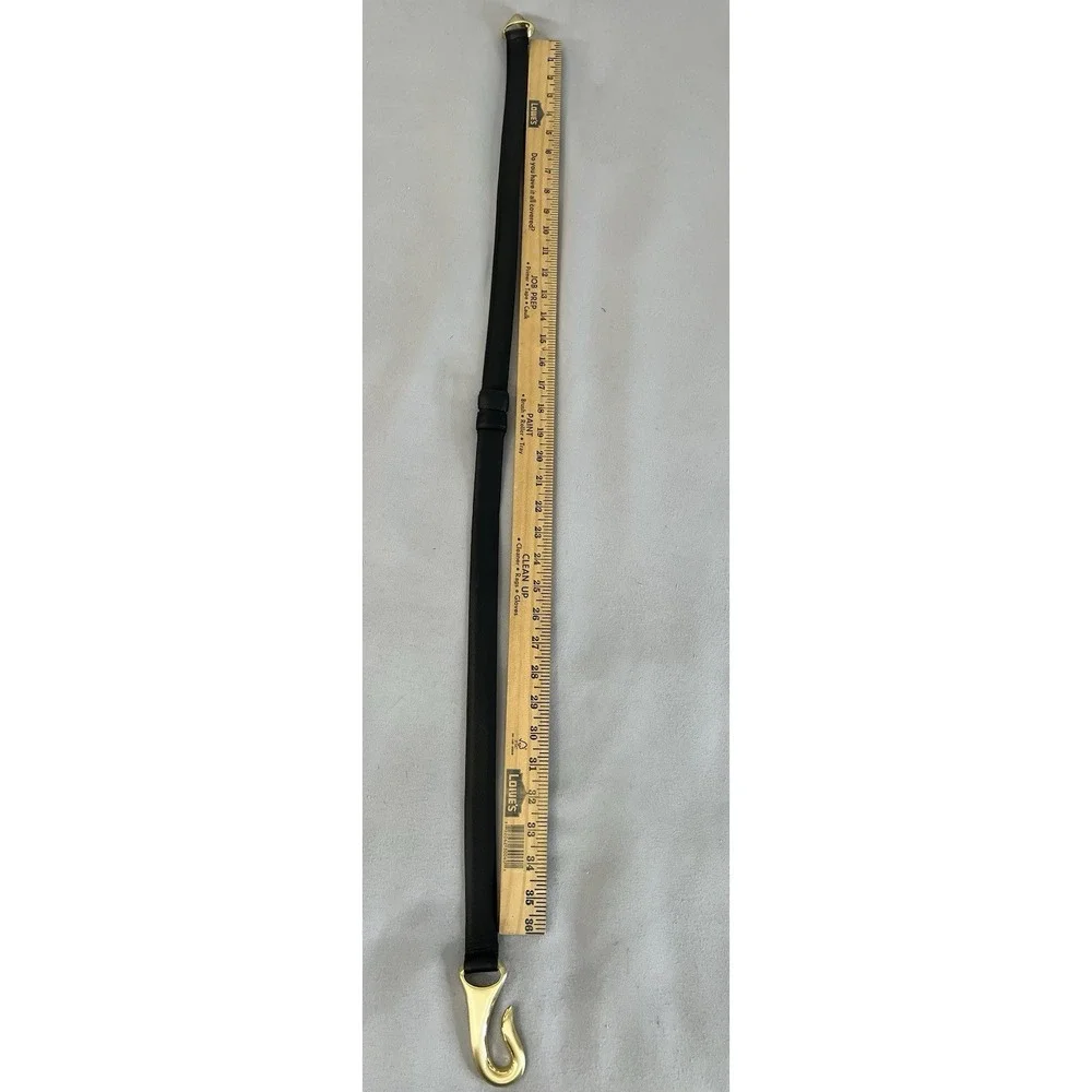 Chico's Womens Black M/L Adjustable Gold Tone Claw‎ Buckle Leather Belt